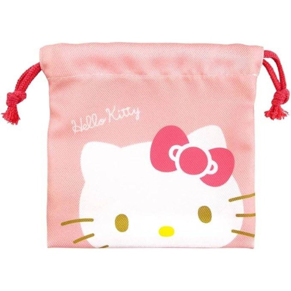 Sanrio Hello Kitty Flat‎ Drawstring Pouch Small Pink Bag Tees Factory From Japan